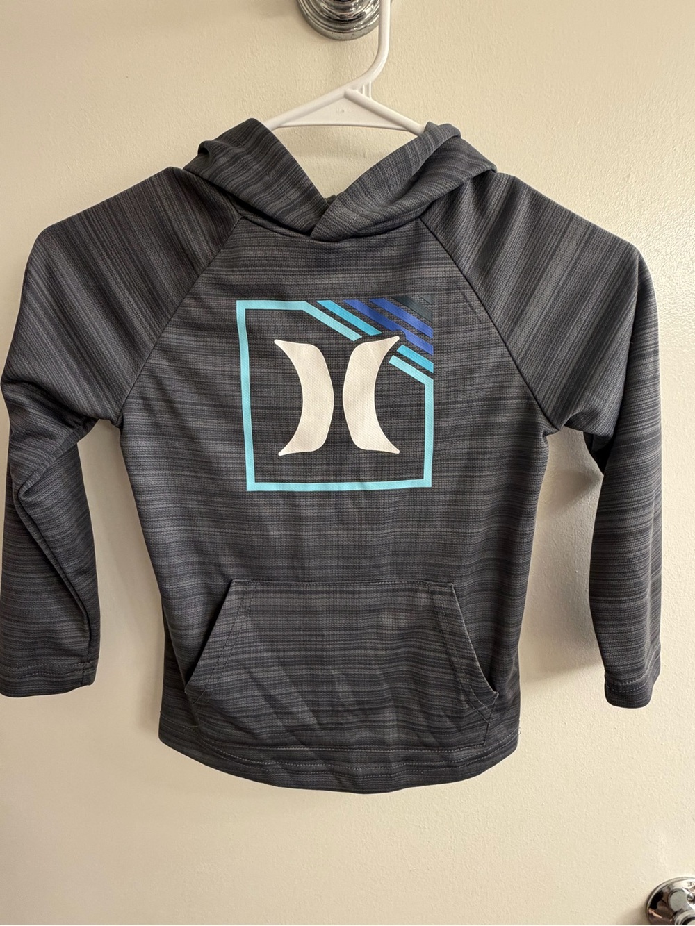 Hurley Gray Hoodie with Teal and Blue Logo